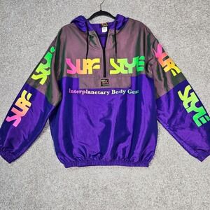 Surf Style windbreaker adult Large Interplanetary Body Gear Jacket Purple hooded